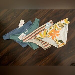 Roxy Women's Swim bundle- bikini bottoms- Blue, Green, Multicolor